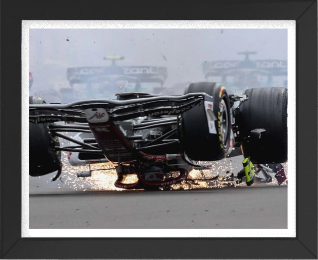 Zhou Guanyu Silverstone Crash Framed Poster